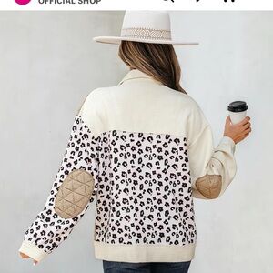 Leopard Print Button Down Shirt with Cream Accents